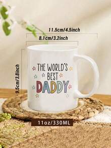 1 个 11 盎司个性化“世界上最好的爸爸”马克杯，彩色星星设计，可重复使用，仅手洗，完美的父亲节咖啡或茶礼物，茶杯 | 彩色马克杯 | 可重复使用的马克杯，四季皆宜，爸爸咖啡杯，返校，夏季水瓶，适用于冷热饮品 - 彩色 - 查看 3