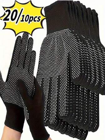 20/10pcs Nylon Dotted Gloves - Suitable For Outdoor Riding, Camping, Fishing - Lightweight And Wear-Resistant, Multiple Colors Available