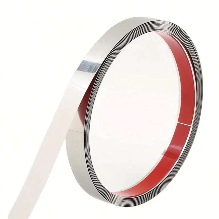 1 Roll 5M Stainless Steel Self-Adhesive Wall Edge Trim, Metal Decorative Strip, Drill-Free Flush Mount Decorative Molding, Suitable For TV Backdrop And Ceiling Decoration