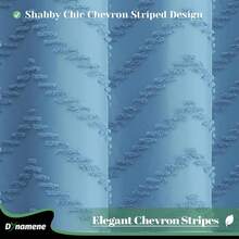 Extra Long Shower Curtain, 84 Inch Long Boho Tufted  Striped Fabric Shower Curtain For Bathroom, Tall Shabby Chic Waterproof Cloth Shower Curtain Set With Hook, Moonlight Blue, 72x84 - 藍色 - 查看 2