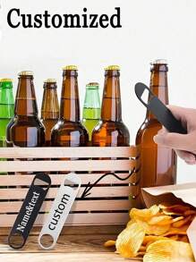 定制不锈钢扁平开瓶器 - 适用于啤酒、酒吧、餐厅和家庭使用 - 适合作为斋月、情人节、感恩节等的礼物