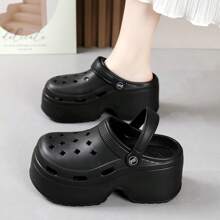 Chanclas de mujer con plataforma de 2,0-2,5 pulgadas de grosor de suela, con suela gruesa de material EVA, estilo deslizante con recortes, aptas para uso interior/exterior