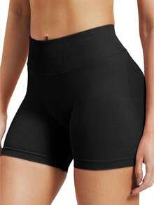 Women's Seamless Butt Lifting Sports Shorts, Suitable For Gym Workout, Cycling, Running, Black Tight Pants, Summer - Black - View 4