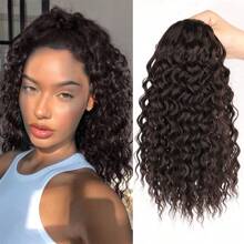 14 Inch 1pc Synthetic Clip In Ponytail Extension Drawstring Ponytail For Women Black Mixed Medium Auburn
