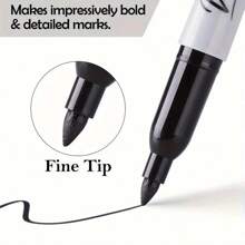 10 Pieces Of Fine-Point Black Permanent Marker Pens, Ultra-Black Ink, One Stroke Shows Color, Dries In 5 Seconds, Great For Left-Handed Users, Does Not Smudge Even When Covering With Fluorescent Pens. Ideal For Marking In Textbooks And Notes, Suitable For All Materials: Paper, Whiteboard, Glass, Plastic, Fabric. Suitable For Office Work And School Study,School Supplies,Shop Back To School .