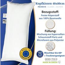 KING SIZE DREAM Kopfkissen Konfigurator Premium Hotel Kissen 40x80 Für Seiten and RückenSchläfer Nkenstützend ergonomisch and AntiAllergisch Gröbe wählbar Kissen and Pillow - KISSEN40X80 - Übersicht 2