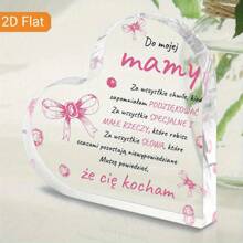 1 pezzo Targa acrilica a forma di cuore con fiocco rosa e citazione lucida - Perfetto regalo per la Festa della Mamma o Compleanno, Decorazione da tavolo classica, Utilizzo multifunzionale, Senza batterie necessarie, Targa e statua decorativa