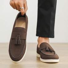 Men's Casual Slip-On Loafers With Tassels, Slouchy Slip-On Moccasins, Lightweight & Comfortable Driving Shoes