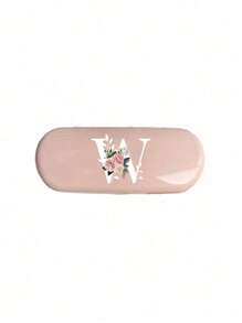 Cremefarbene/Monet-Stil einfarbige Brillenetui, Muster mit Blumen-Anfangsbuchstaben A-Z, neues und einfaches Design, praktisch und tragbar mit wasser- und staubdichter Funktion, Buchstaben Dekor Brillenetui für Sonnenbrillen und Brillen, Brillen-Aufbewahrungsbox mit Deckel, tragbarer Aufbewahrungsbehälter für Zuhause für Damen und Herren, Brillenhalter, schützende Brillenetuis, harte Sonnenbrillenbox