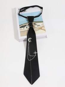 1 Stück Vintage Strass-besetzte Sterne, Mond, Sternenlicht/Kreuz abnehmbare Schleife, einfarbige leicht zu tragende Krawatte, geeignet für Lässig, Business, täglichen Gebrauch