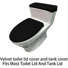 Local Delivery-Madeals Memory Foam Toilet Rug Set 3 Piece And Bathroom Mat With Toilet Lid Cover And Tank Cover Set Black - Black - View 9