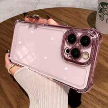 1pc Electroplated 4-Corner Shockproof Transparent TPU Protective Cover Case Compatible With IPhone/11, 15 Pro Max, 14 Pro Max/Galaxy, SAM/Honor/Note 13 Pro/12C/13C/S23 Ultra/S24 Ultra
