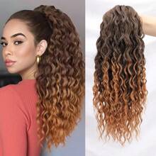 14 Inch 1pc Synthetic Clip In Ponytail Extension Drawstring Ponytail For Women Black Mixed Medium Auburn