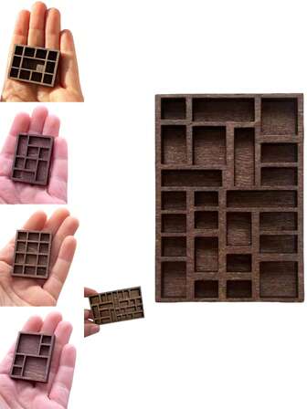 1 Pc Mini Wooden Portable Display Rack With Multi-Compartment Tray For Rock Collectibles And Home Wall Decor Design For Tabletop And Cabinets Compact Construction