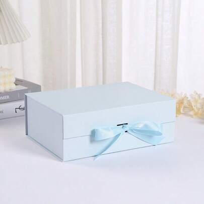 1pc Ribbon Gift Box Packaging Box Folding Bowknot Gift Box One-Piece Style Cosmetic Gift Box Festival Gift Packaging Box Valentine Day