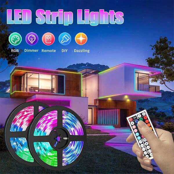 1 Stück farbwechselnder LED Lichtstreifen mit Fernbedienung, USB Lampe für Nachttisch, Schlafzimmer, Wohnzimmer, Heim Dekoration LED flexibler Beleuchtungsstreifen (20m/15m/10m/5m/3 Meter/2m/1m)