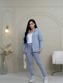 Stylish Hoodie Sweatshirt Set Pocket Sweatshirt Set Sports All