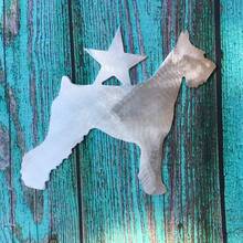 Giant Schnauzer, With Star, Dog Christmas Tree Topper, Wreath Decoration, Holiday Decoration, Aluminum - Silver - View 4