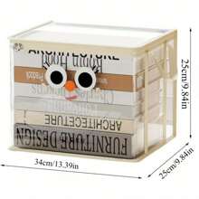 1pc Cartoon Storage Box, Foldable Dustproof Storage Rack, Transparent Zipper Storage Bag, Portable Handle Multi-Function Large-Capacity Toy Box, Suitable For Office, Home, Teacher Supplies, School Study, Stationery Supplies, Back-School Season Gifts,Back To School,School Supplies