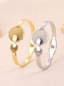 1 pieza de pulsera ovalada de acero inoxidable de lujo ligero y elegante, abierta, joyería representativa elegante y de moda, apta para uso diario y como regalo para fiestas