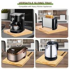 Bandeja deslizante de bambú, organizador de cocina, deslizador de electrodomésticos, bandeja rodante para cafetera, licuadora, tostadora, almacenamiento para encimera