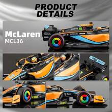 Burago Modellino in lega di  MCL36 F1 in edizione da collezione 1:43, con casco del pilota da corsa e custodia in plexiglass premium, per gli appassionati di auto, edizione limitata che celebra 14 anni di storia delle corse