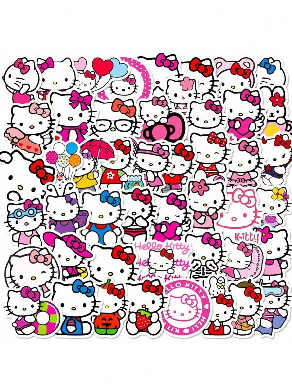 Sanrio 50 pezzi di adesivi divertenti di Hello Kitty, anime Sanrio, per decorazione di moto, bagagli, skateboard, giocattoli carini, forniture scolastiche, per il ritorno a scuola