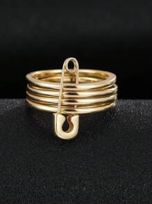 1 pièce Bague avec design de broche minimaliste et finition lisse pour femme, convient pour la décoration quotidienne et les cadeaux