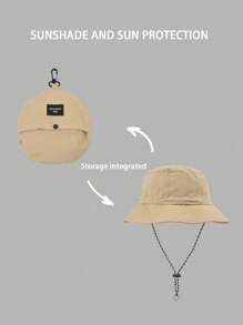 1 pieza Sombrero de cubo plegable de unicolor para mujer, protección solar de moda para exteriores, playa, protección UV