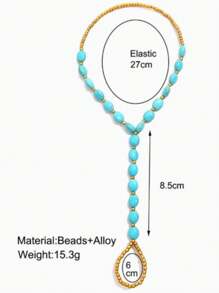 Sexy Lingerie Accessories Women's Pearl Anklet With Turquoise Beads - Toe Ring Connected Beach Foot Jewelry For Summer Party