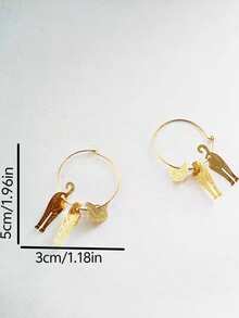 1 Pasang Anting Hoop Telinga Kucing Geometris yang Modis, Cocok untuk Wanita dalam Segala Acara - Emas - View 4