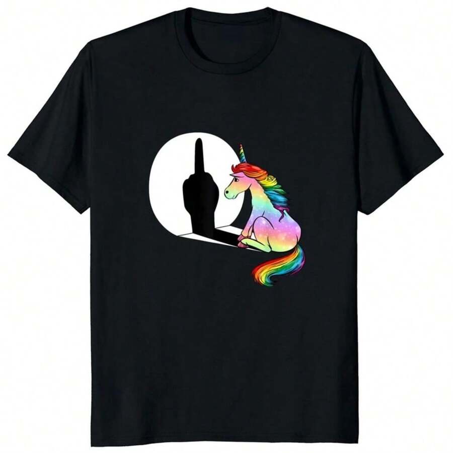 Comfortable Summer Unicorn Middle Finger Fxk T Shirt Women Mens T-Shirt 100 Cotton Streetwear Tshirts Anime Clothes Four Seasons