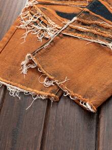 Men's Street Fashion Versatile Casual Embroidered Motorcycle Workwear Straight Jeans - Rust Brown - View 5