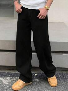 Men's Black Casual Loose Jeans, Fashion And Comfortable, Grunge