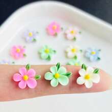 48 Stück lebendige bunt 3D-Harz Blumen und Blatt Dekorationen, glänzende charmante Multifunktions-Basteldekorationen für Scrapbooking, Hochzeiten, Schleifen, Heimdekoration, DIY-Haarspangen, Stirnbänder, Handyhüllen, Schmuckfassungen