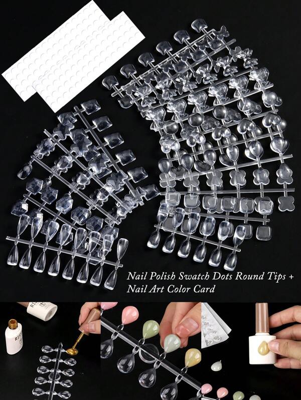 Nail Polish Swatch Dots Round Nail Color Swatches Clear Transparent Nail Polish Display Nail Sample Swatches With Adhesive Sticker For Gel Polish Nail Swatch Book