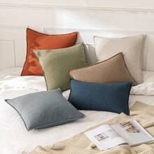 Local Delivery- Decorative Linen Pillow Covers 18x18 Inch Natural Beige ​Boho Farmhouse​ ​Neutral Couch Throw Pillows For Bed Pack Of 2 Accent Outdoor Pillowcase Modern Sofa Cushion Livingroom Home Decor - Gray - View 5