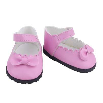 1 Pair Doll Shoes, Solid Color Bowknot Flat Leather Shoes With Round Edging, Hook And Loop Closure, Soft Leather Material, Suitable For 22 Inch/55cm Reborn Baby Dolls, Girls 3+ Years Old, Student, Doll Accessories, Holiday Party, Birthday Gift