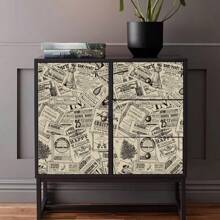 1 Roll Retro Greeting Card Newspaper Self-Adhesive Wallpaper, Newspaper Peel And Stick Wallpaper, Waterproof Living Room Kitchen Bedroom Dormitory Wallpaper, Furniture Refurbishment Wallpaper