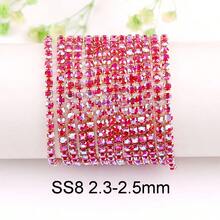 SS6-16, 2-4mm, 2 Yards/Pack, Crystal Rhinestone Chain, Champagne Gold Metal Base, Sewable & Glueable Cup Chain Decor, Sewing Glass Rhinestone Trim Ribbon, DIY Accessories, Suitable For Clothing, Crafts, Shoes, Bags, Mugs, Bottles, Cups, Phone Cases - Multicolor - View 31