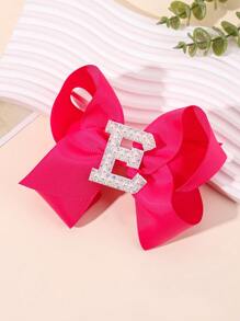 1 pieza Lazo con letra gigante brillante para niñas con perlas falsas y strass - Clip de cocodrilo elegante color rosa intenso - Accesorio de pelo dulce y lindo, regalo ideal para fiestas y festividades
