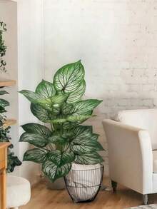 Grande foglia di taro tropicale artificiale, adatta per la decorazione di interni di casa e ufficio, materiale in plastica durevole, decorazione per Ognissanti - Verde - Visualizzare 4