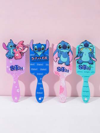 Disney 1 pièce Brosse à cheveux délicate Disney dessin animé Stitch & Angel, brosse à air à coussin portable et mode, convient comme cadeau pour les petites amies et les filles
