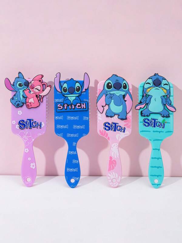Disney 1pc Disney Cartoon Stitch & Angel Delicate Hair Brush, Portable Fashion Air Cushion Brush, Suitable As Gift For Girlfriends And Daughters