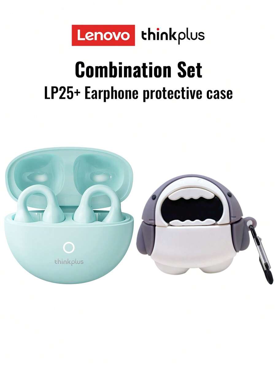 Lenovo LP25 Bluetooth Earphones With Protective Case, Bone Conduction Sports Earbuds, Bluetooth 5.4, Surround Sound, ENC Noise Cancellation, Low Latency Gaming, Long Battery Life, Smart Touch Control, Comfortable Compatible With Apple & Android Devices