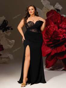 Elegante abito da sera lungo con spacco alto e drappeggio monospalla in pizzo nero taglie comode, abito da sera formale e sexy per donna, abito da sera di lusso lungo per donna, abito da sposa elegante per sera, abito elegante per occasioni formali, abito elegante per eventi, abito da sposa di lusso, abito da festa, per invitati a matrimoni