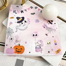 100/60/20 Stücke 13 x 13 Zoll süße Einwegservietten mit Halloween-Muster mit Spinnennetzen, Fledermäusen, Kürbishexen und anderen Mustern, dekorative Servietten für Feiertagstreffen und Halloween-Mottopartys