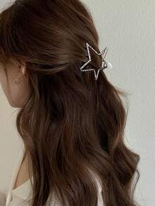 1 件 Y2K 女士星空发爪夹，坚固的金属发饰，适合日常使用，春夏新品，送给朋友的绝佳礼物发饰时尚发夹 - 銀色 - 查看 3