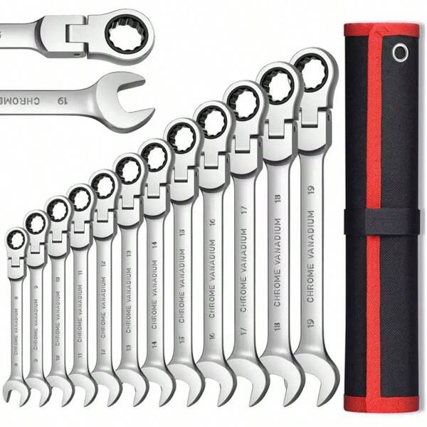 1pc Movable Head Ratchet Wrench, Combination Wrench Set, Aluminum Alloy Hand Tool Kit, Ratchet Wrench Set