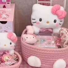 Sanrio 1pc.Sanrio1Pc Hello Kitty Kawaii Storage Basket Cute Harajuku Charm Cosmetics Toys Storage Box Bedroom Decoration Birthday Gift Pink Gifts Graduation